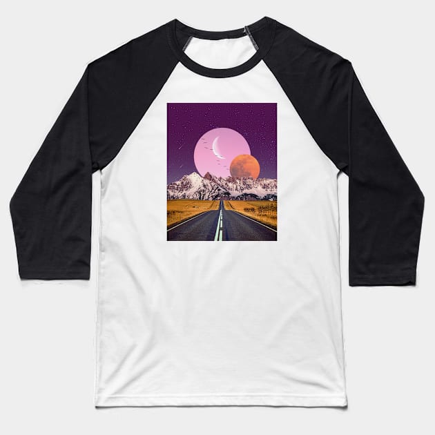 Pink Moon Baseball T-Shirt by Aaron the Humble